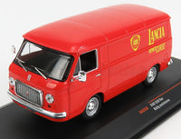 Coche a escala Fiat 238 Furgone de asistencia rally Lancia Reparto Corse, réplica die-cast en rojo con decoración auténtica — Vroomi