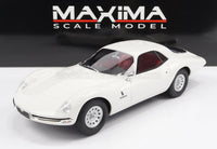 Modellino in scala bianco con interni rossi, Alfa Romeo Giulia TZ2 Coupé Pininfarina 1965, presentato da Vroomi per collezionisti e appassionati di motorsport.