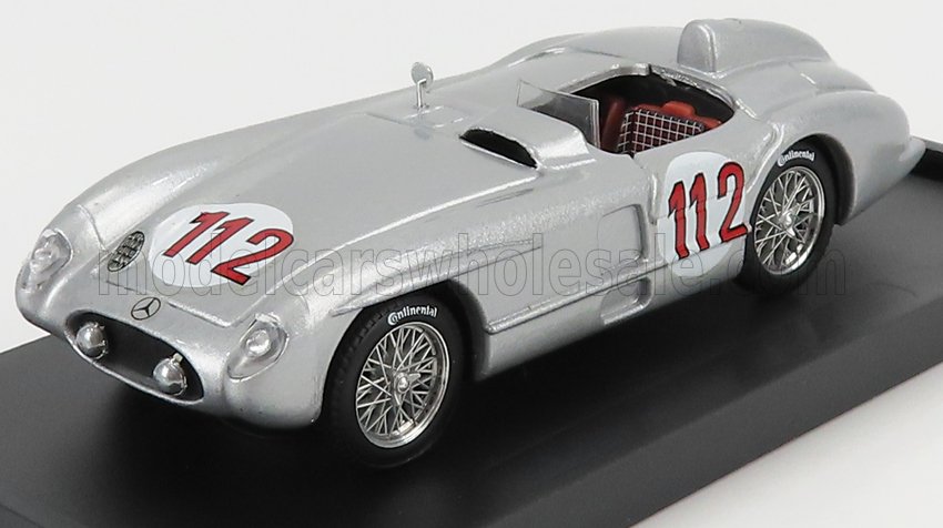 Mercedes-Benz 300 SLR Roadster No. 112 Juan Manuel Fangio Targa Florio 1955 Silver Brumm 1:43 scale model