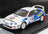 Voiture miniature Toyota Celica GT de rallye blanche et bleue avec décalcomanies ANCAC et Repsol, présentée chez Vroomi
