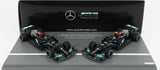 MERCEDES GP | SET F1  2X W12 MERCEDES M12 EQ POWER+ TEAM AMG PETRONAS MOTORSPORT FORMULA ONE N 44  + N 77 ABU DHABI GP 2021 LEWIS HAMILTON - VALTTERI BOTTAS - 8 TIMES WORLD CHAMPION CONSTRUCTEUR