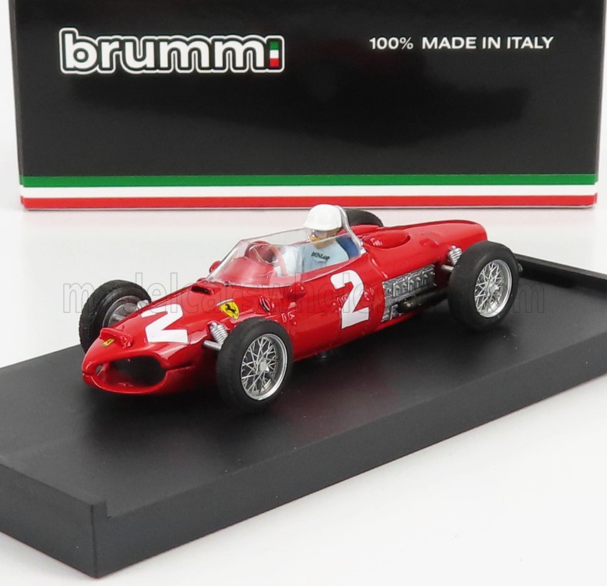 FERRARI - F1 156 N 2 GP D'ITALIA PHIL HILL CAMPIONE DEL MONDO 1961 - CON FIGURINA DEL PILOTA - ROSSO modellino in scala modellino Vroomi