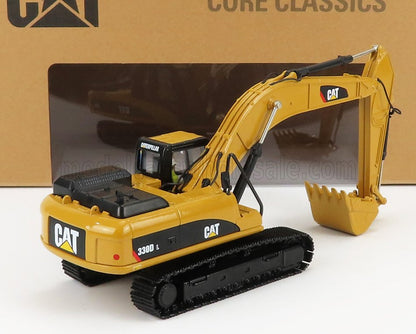 Caterpillar 330D L yellow toy excavator model with black tracks, available on Vroomi