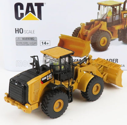 CAT 966M scale model loader toy in yellow and black, detailed with branding, available on Vroomi
