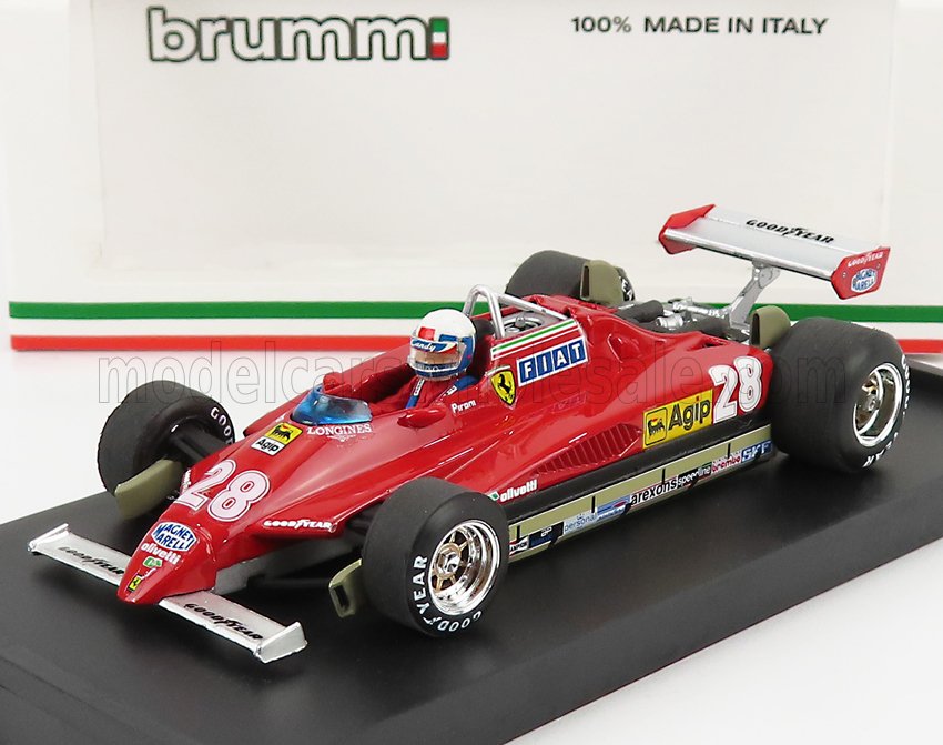 FERRARI - F1 126C2 N. 28 VINCITRICE DEL GP DI SAN MARINO A IMOLA 1982 DIDIER PIRONI - CON FIGURINA DEL PILOTA - ROSSO modellino in scala modellino Vroomi
