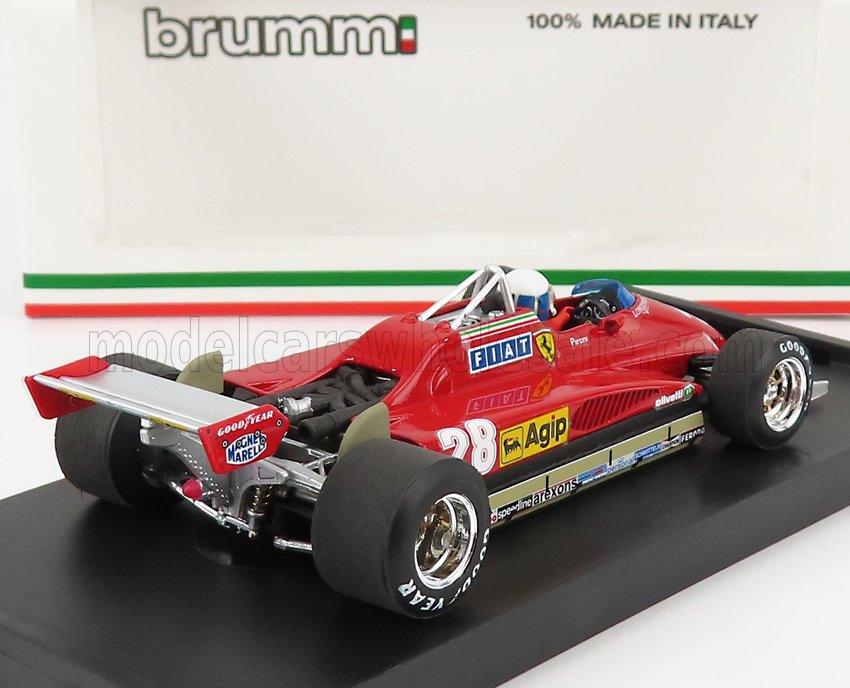FERRARI - F1 126C2 N. 28 VINCITRICE DEL GP DI SAN MARINO A IMOLA 1982 DIDIER PIRONI - CON FIGURINA DEL PILOTA - ROSSO modellino in scala modellino Vroomi
