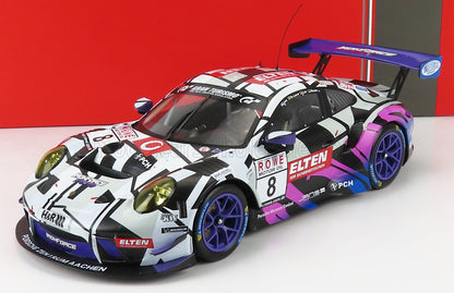 PORSCHE - 911 991 GT3 R TEAM RING POLICE N.º 8 VLN NÜRBURGRING 2019 J. E. SLOOTEN - L. LUHR - A. DE LEENER - S. JANS - BLANCO NEGRO ROSA