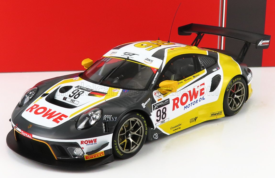 Porsche 911 991-2 GT3 Team Rowe Racing No. 98 L. Vanthoor N. Tandy E. Bamber Winner 24h Spa 2020 IXO Models 1:18 scale model