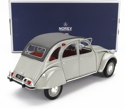 Norev collectors grey vintage Citroën 2CV model car with fabric roof, available on Vroomi platform