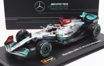 MERCEDES GP | F1 W13E TEAM MERCEDES-AMG PETRONAS F1 N 63 SEASON 2022 GEORGE RUSSELL - WITH HELMET AND PLASTIC SHOWCASE