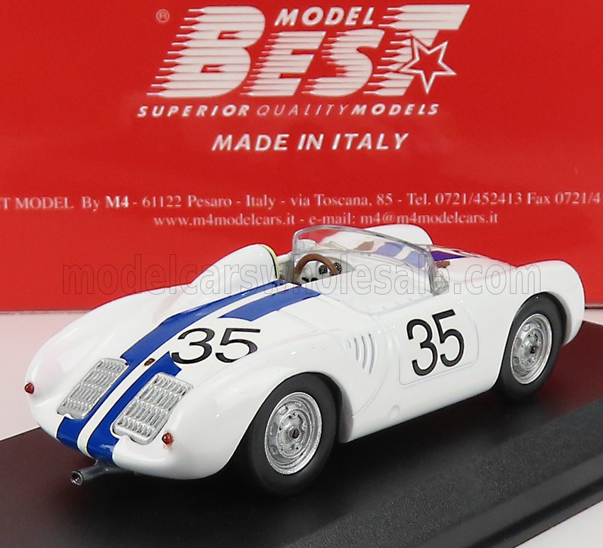 PORSCHE - 550 RS SPIDER N 35 24h LE MANS 1957 HUGUS - G.DE BEAUFORT - BIANCO BLU - Vroomi