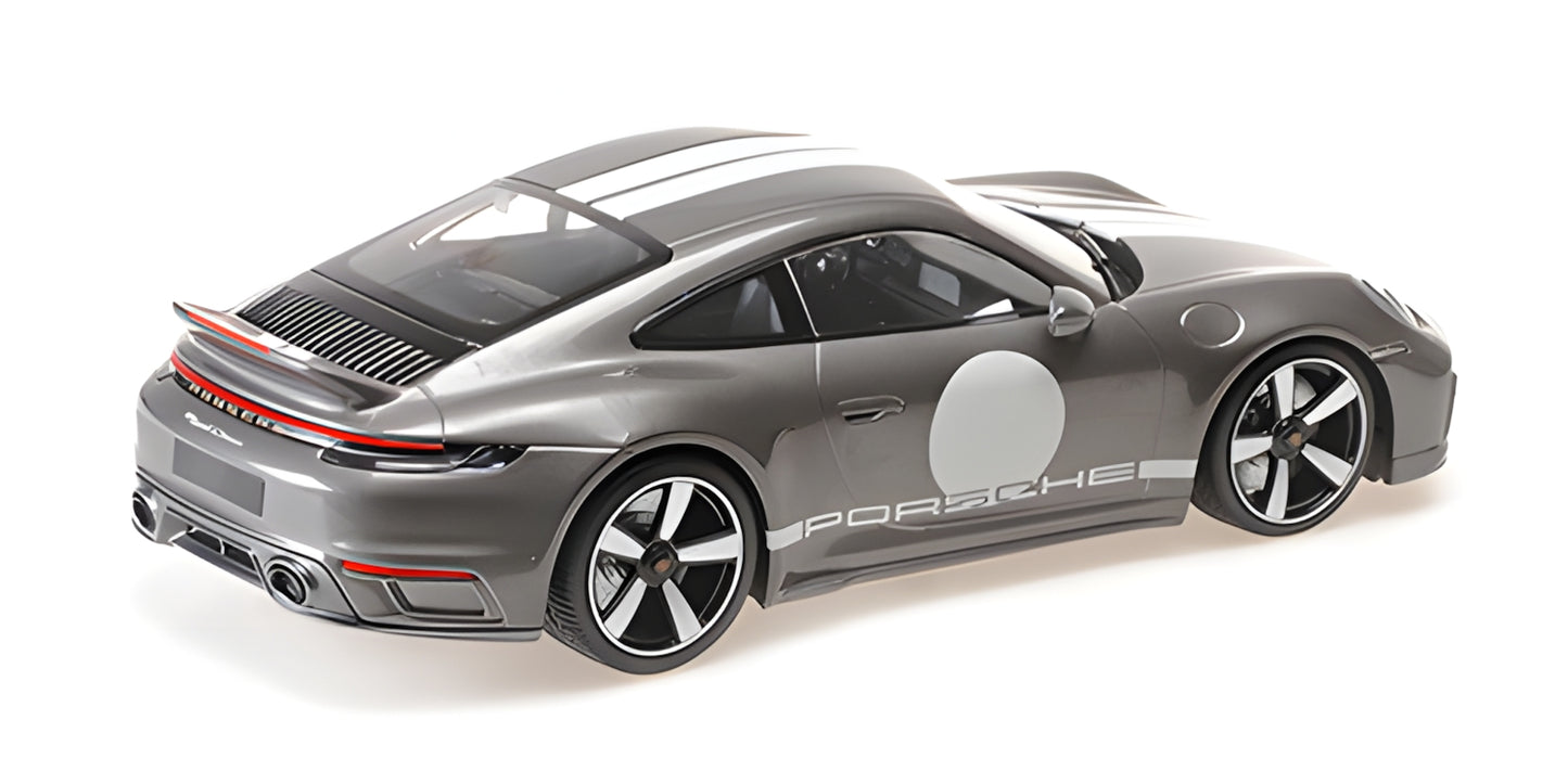 PORSCHE 911 (992) SPORT CLASSIC GREY METALLIC 2022 WITH STRIPE AND PORSCHE WRITING