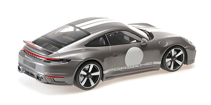 PORSCHE 911 (992) SPORT CLASSIC GREY METALLIC 2022 WITH STRIPE AND PORSCHE WRITING