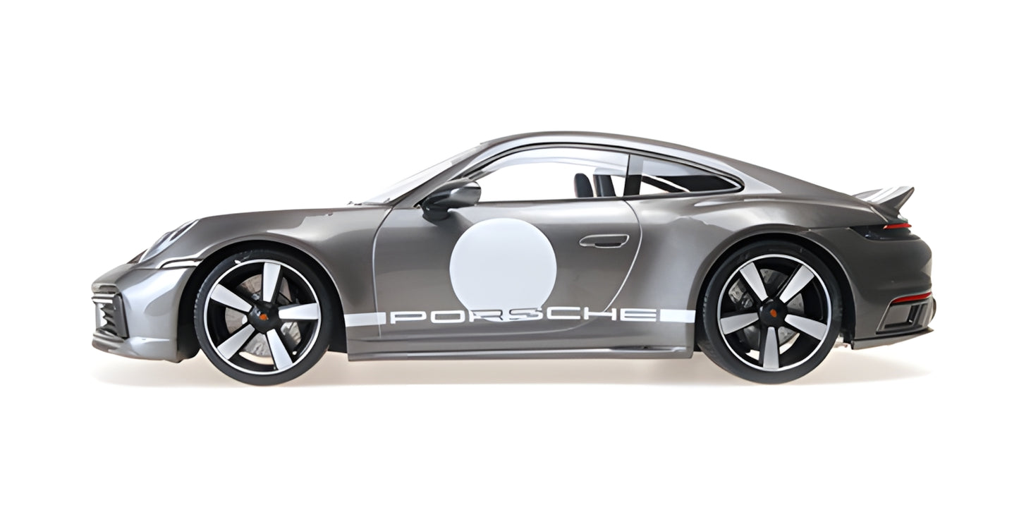 PORSCHE 911 (992) SPORT CLASSIC GREY METALLIC 2022 WITH STRIPE AND PORSCHE WRITING