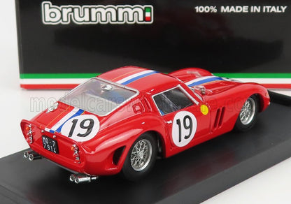 FERRARI - 250 GTO 3.0L V12 COUPÉ TEAM PIERRE NOBLET N. 19, 2° posto alla 24 Ore di Le Mans 1962, JEAN GUICHET - PIERRE NOBLET - ROSSO BIANCO BLU, modellino in scala modellino Vroomi