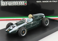 Modellino in scala Brumm Cooper verde con pilota, 100% Made in Italy, esposto da Vroomi