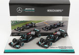 MERCEDES GP | F1 SET 2X W12 MERCEDES M12 EQ POWER+ TEAM AMG PETRONAS MOTORSPORT FORMEL EINS N 44 SAISON 2021 LEWIS HAMILTON + N 77 SAISON 2021 VALTTERI BOTTAS