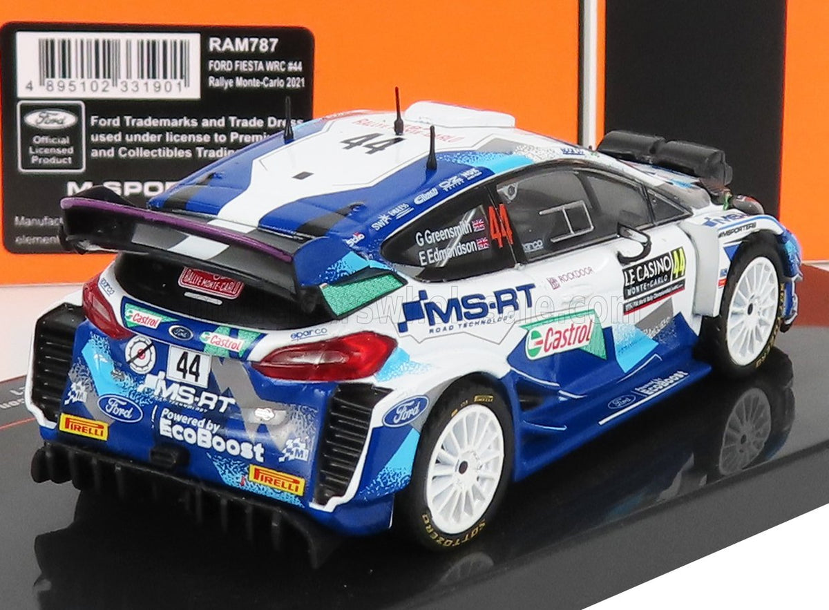 Ford Fiesta WRC #44 scale model car by Vroomi, detailed rally livery, 1/18 die-cast replica