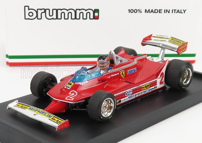 FERRARI - F1 312T5 N 2 BRAZILIAN GP 1980 GILLES VILLENEUVE - WITH DRIVER FIGURE - RED Scale model car on Vroomi