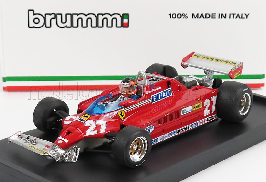 FERRARI - F1 126CK TURBO N 27 GP CANADA MONTREAL 1981 ALETTONE DANNEGGIATO DAL GIRO (LAP) 39 AL 54 GILLES VILLENEUVE - WITH DRIVER FIGURE - RED Scale model car on Vroomi