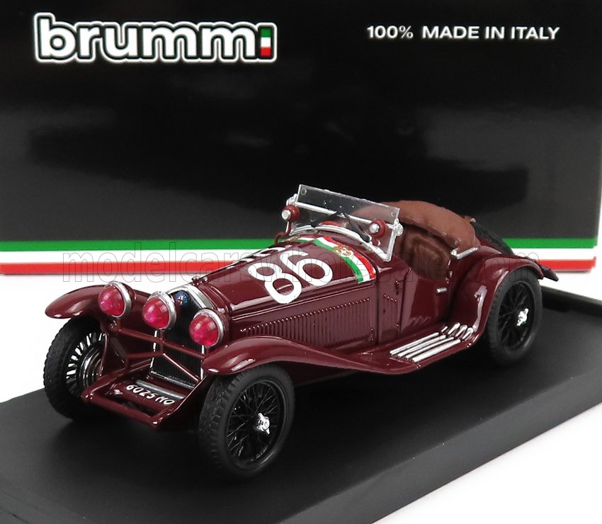 Alfa Romeo 1750 GS Spider No. 86 G. Camapari A. Marinoni 3rd Mille Miglia 1930 Brumm 1:43 scale model