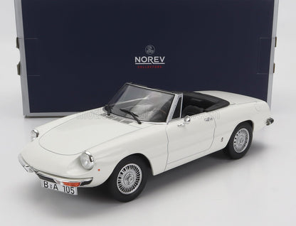 White vintage convertible model car with black interior in front of Norev Collectors box available on Vroomi