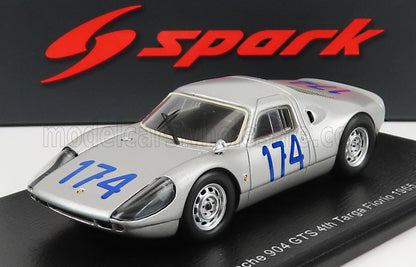 Silver Porsche 904 GTS race car model with number 174, showcased with Spark branding, available on Vroomi