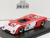 Modellino in scala 1:43 Chevron B21 rosso e bianco, gara #14, esposto su Vroomi