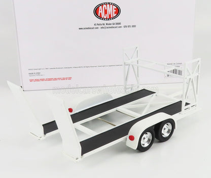 ACCESSORIES - CARRELLO TRASPORTO AUTO 2-ASSI - CAR TRANSPORTER TRAILER - CAR NOT INCLUDED - WHITE BLACK - Vroomi