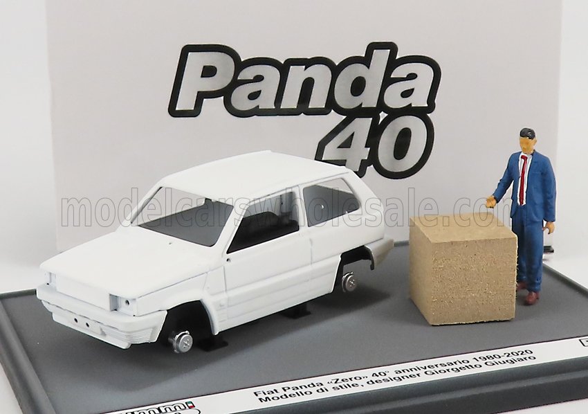 Fiat Panda Zero 40th Anniversario 1980-2020 White with Designer Giorgetto Giugiaro Figure Brumm 1:43 scale model - image 2
