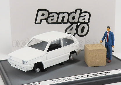 FIAT - PANDA ZERO 40th ANNIVERSARIO 1980-2020 - WITH FIGURE DESIGNER GIORGETTO GIUGIARO - WHITE Scale model car on Vroomi