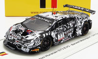 Modellino in scala Lamborghini Huracán GT3 EVO con livrea Black Bull, esposto da Vroomi per collezionisti.