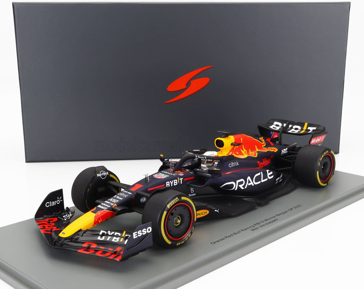 RED BULL | F1  RB18 TEAM ORACLE RED BULL RACING N 1 WINNER BELGIUM GP WORLD CHAMPION 2022 MAX VERSTAPPEN | MATT BLUE YELLOW