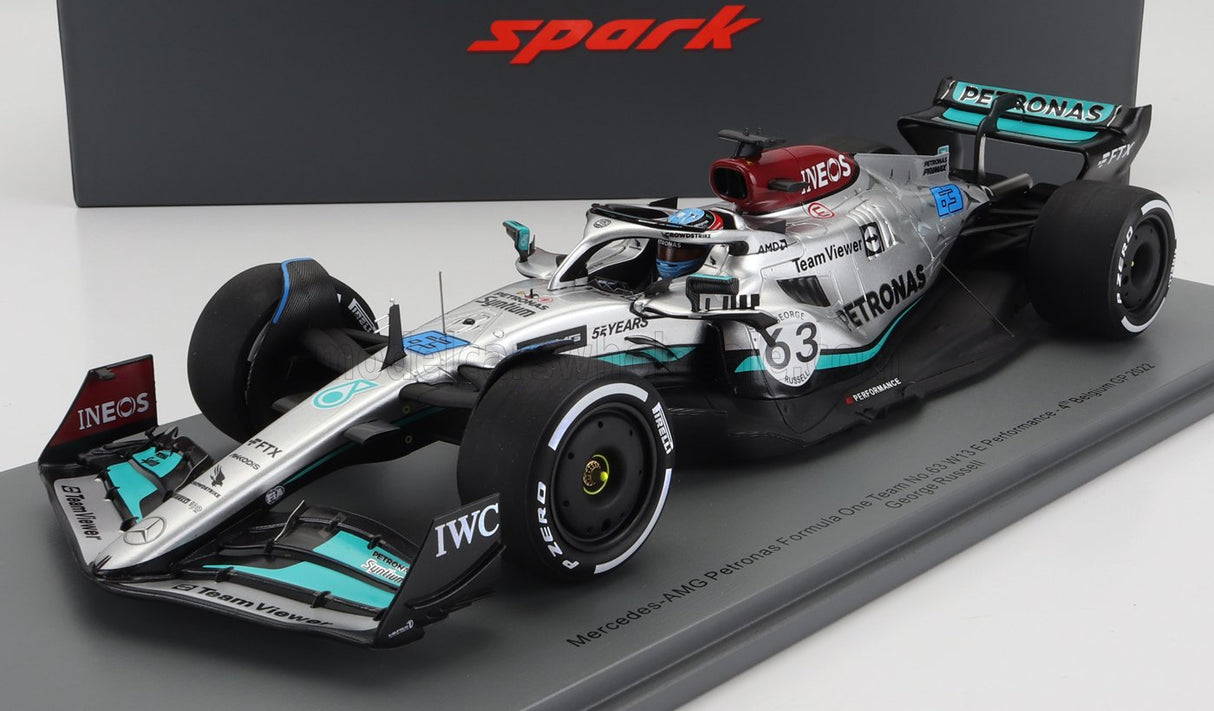MERCEDES GP | F1 W13E TEAM MERCEDES-AMG PETRONAS F1 N 63 4th BELGIUM GP 2022 GEORGE RUSSELL - CON VETRINA - WITH SHOWCASE
