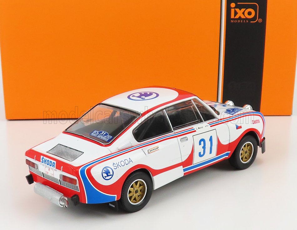 SKODA - 130RS (versión nocturna) N.º 31 RALLY ACROPOLIS 1979 V. BLAHNA - J. MOTAL - BLANCO, ROJO, AZUL Maqueta de coche en Vroomi