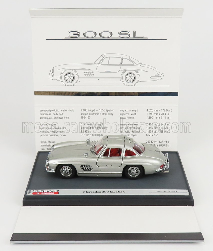 MERCEDES BENZ - 300SL COUPE GULLWING (W198) 1954 - SILVER Scale model car on Vroomi