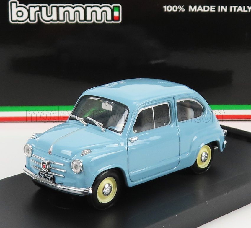 FIAT - 600 BERLINA 1-SERIES 1955 - AZZURRO CENERE - LIGHT BLUE Scale model car on Vroomi