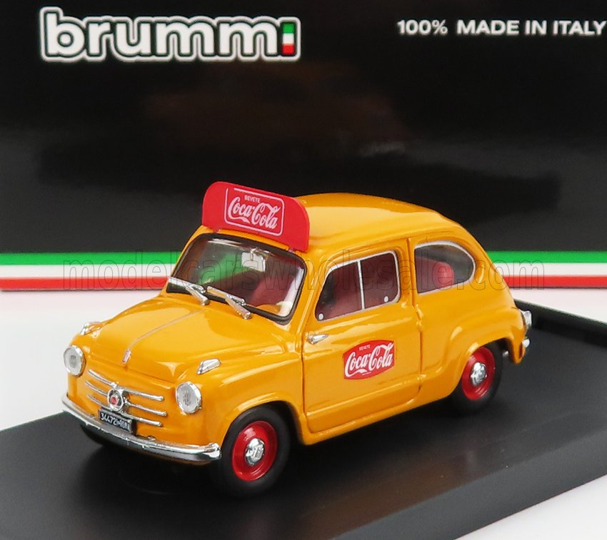 FIAT - 600 I SERIES VEICOLO PUBLICITARIO COCA-COLA OLIMPIADI DI ROMA 1960 - YELLOW Scale model car on Vroomi