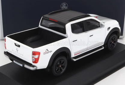 White Renault Alaskan Ice Edition model pickup truck on display, offered for sale via Vroomi platform