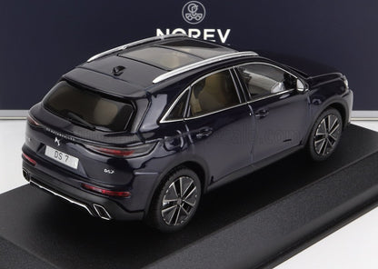 Dark blue DS 7 model car on display base with Norev branding, available on Vroomi