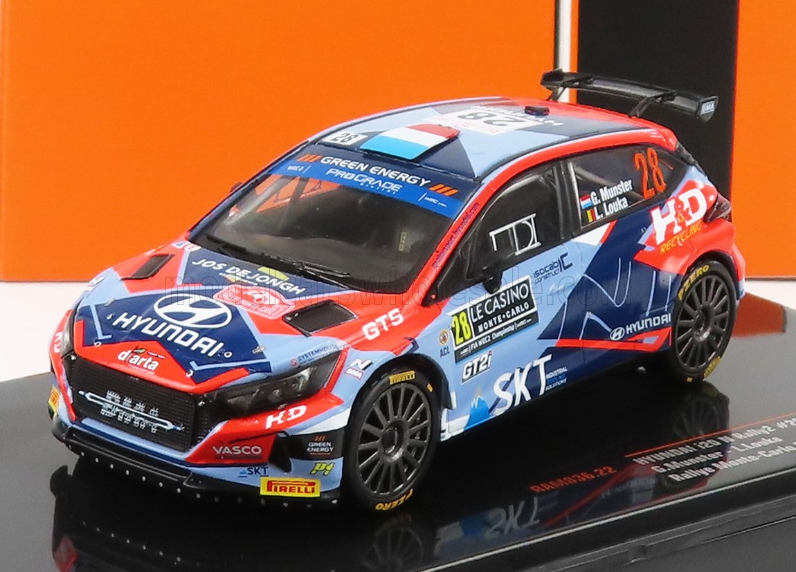 Voiture miniature Hyundai de rallye chez Vroomi, livrée détaillée avec décalcomanies de course et couleurs vives