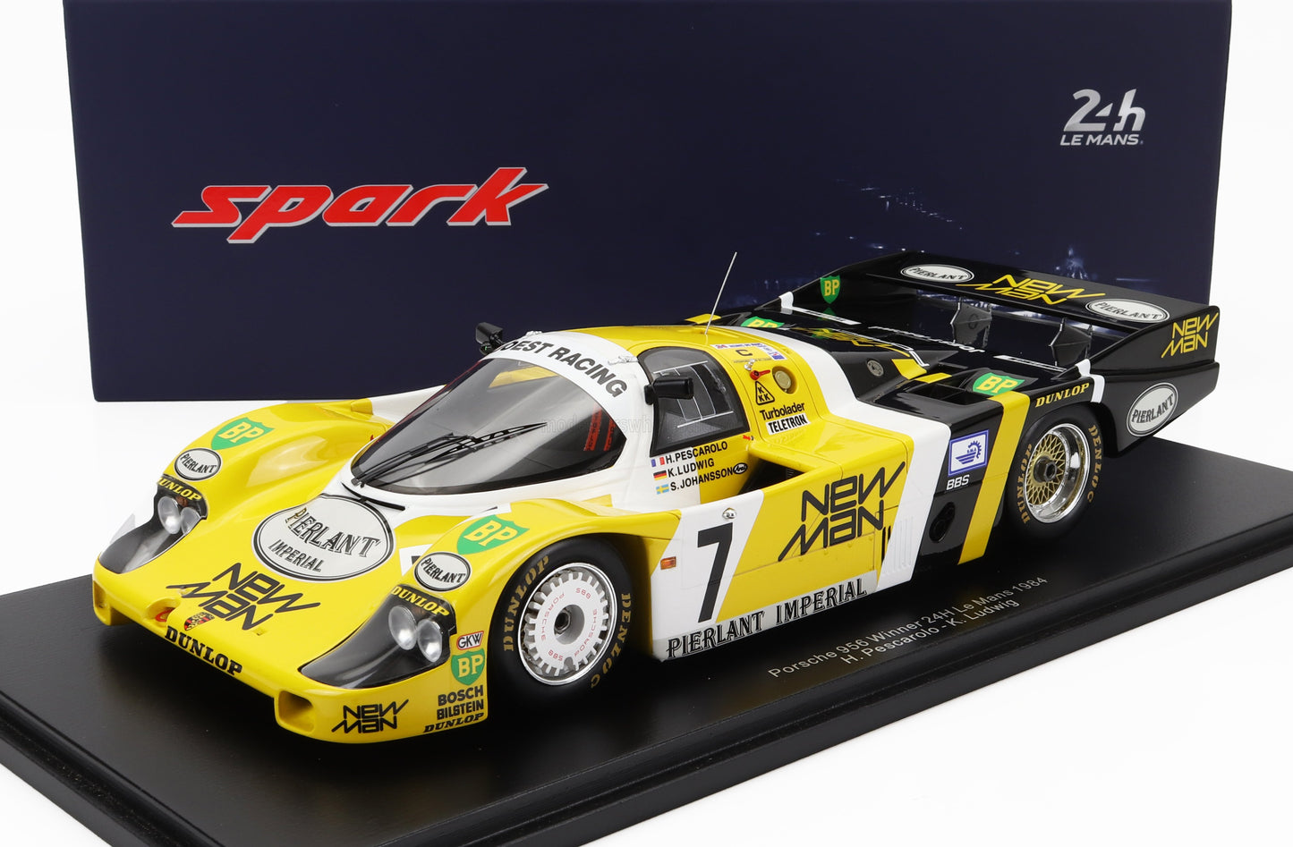 PORSCHE | 956L TURBO TEAM NEWMAN JOEST RACING N 7 WINNER 24h LE MANS 1984 K.LUDWIG - H.PESCAROLO - S.JOHANSSON - CON VETRINA - WITH SHOWCASE