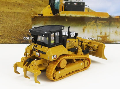 Die-cast CAT D5 bulldozer scale model with detailed tracks and cabin, available at Vroomi