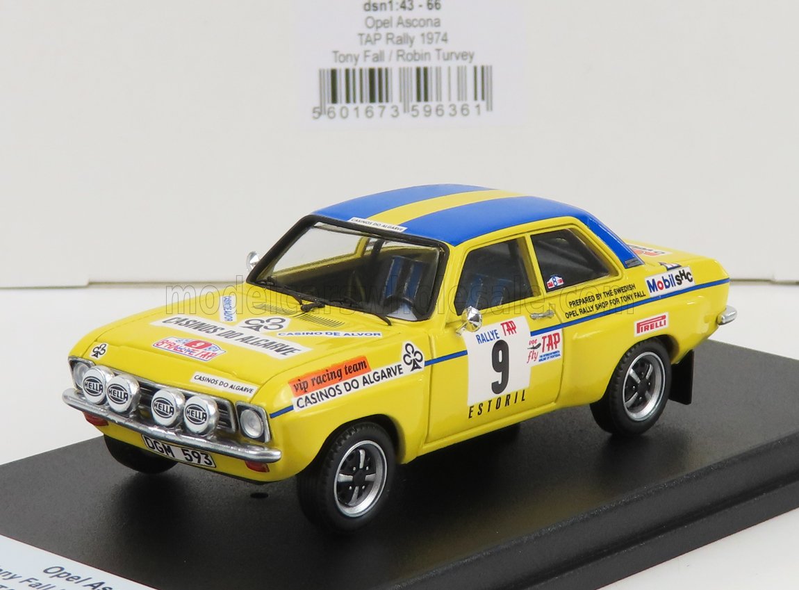 Opel Ascona No. 9 Tony Fall Roger Turvey Rally TAP 1974 Night Version Trofeu 1:43 scale model