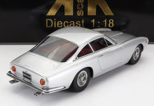 Silver diecast model car Ferrari 250 GT Lusso 1:18 scale, featured on Vroomi platform