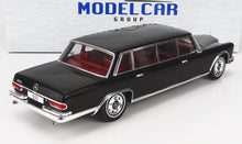 Black Mercedes-Benz 600 scale model with red interior and chrome accents available at Vroomi