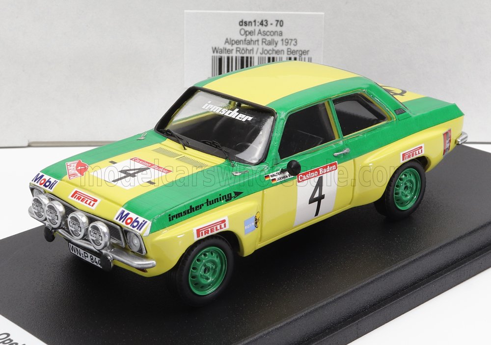 Opel Ascona No. 4 Walter Röhrl Jochen Berger Rally Alpenfahrt 1973 Night Version Trofeu 1:43 scale model