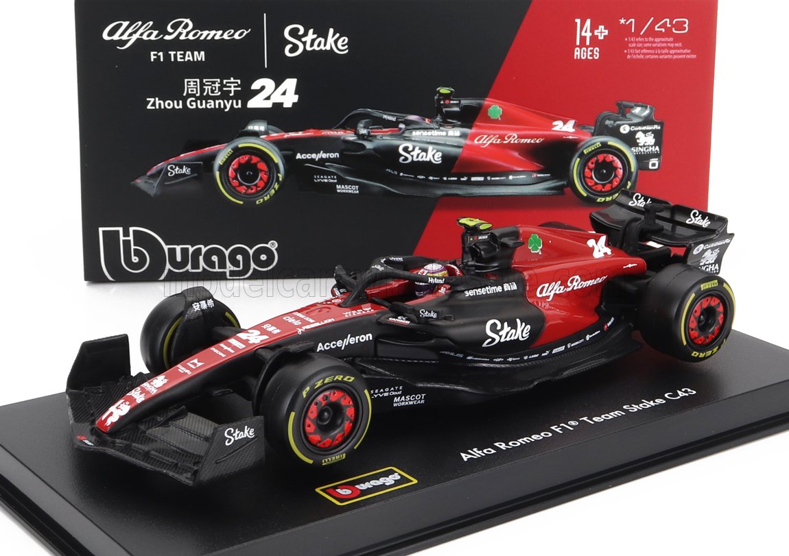 ALFA ROMEO | F1  C43 TEAM STAKE N 24 SEASON 2023 GUANYU ZHOU - CON PILOTA E VETRINA - WITH PILOT AND SHOWCASE -