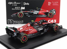 ALFA ROMEO | F1  C43 TEAM STAKE N 24 SEASON 2023 GUANYU ZHOU - CON PILOTA E VETRINA - WITH PILOT AND SHOWCASE - EXCLUSIVE CARMODEL