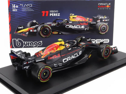 RED BULL | F1  RB19 TEAM ORACLE RED BULL RACING N 11 SEASON 2023 SERGIO PEREZ - CON PILOTA E VETRINA - WITH PILOT AND SHOWCASE | MATT BLUE